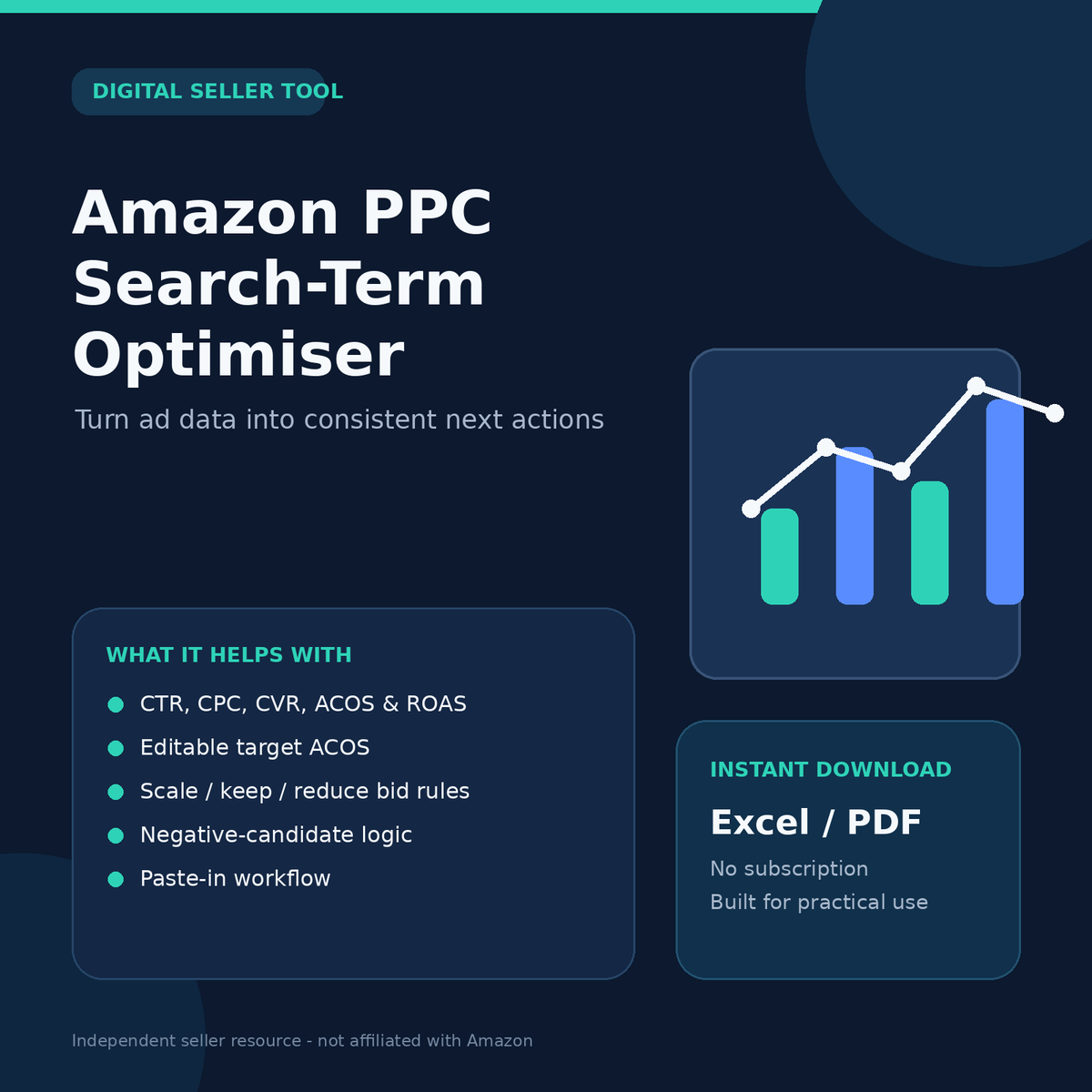 Amazon PPC Search-Term Optimiser digital spreadsheet cover